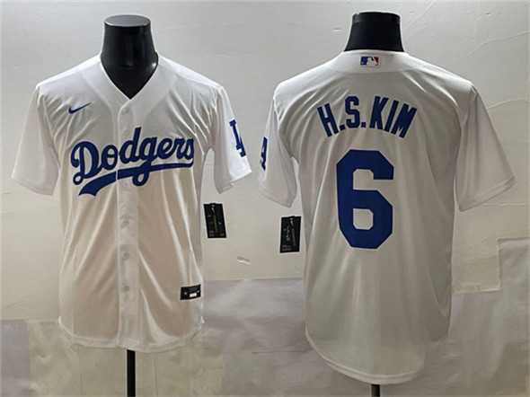 Men%27s Los Angeles Dodgers #6 H.S.Kim White Cool Base Stitched Jersey->los angeles dodgers->MLB Jersey